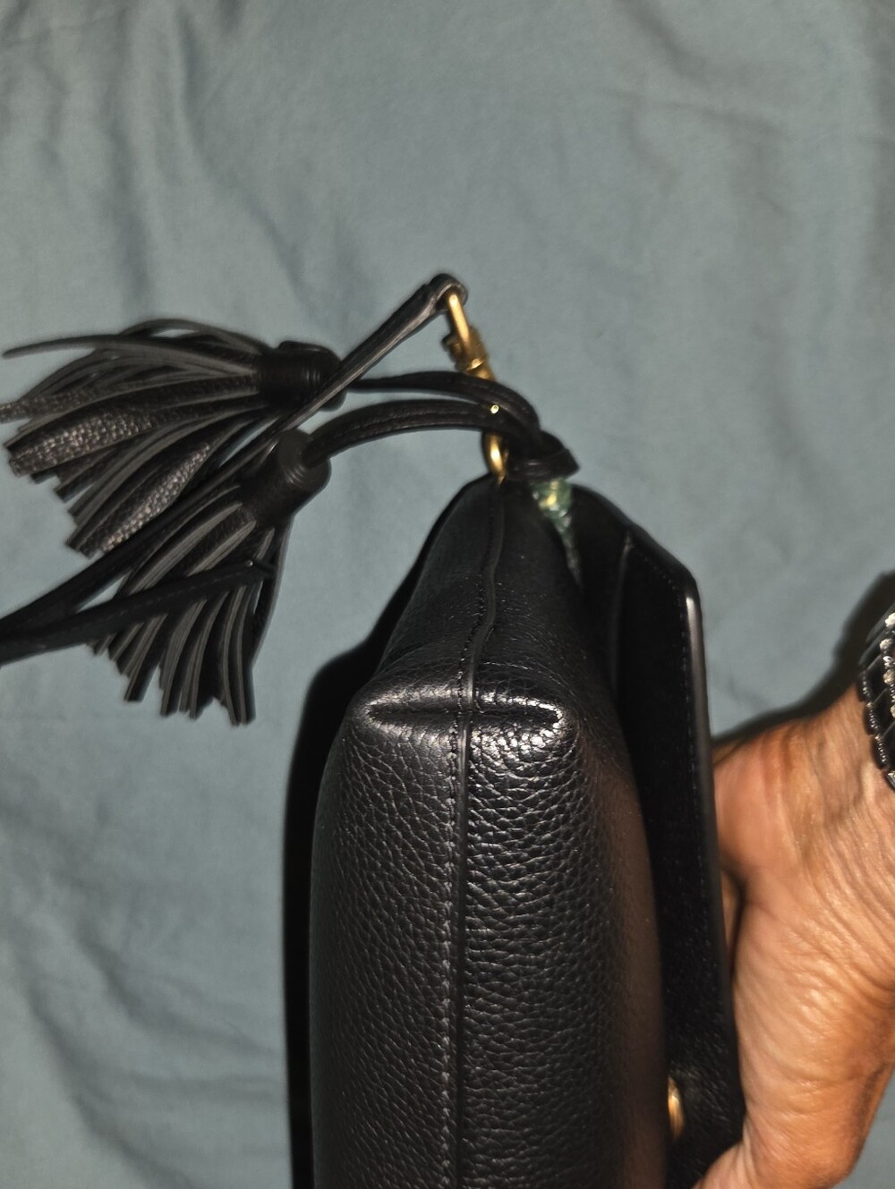 Tory Burch Black Leather Crossbody Bag with Tassel - Picture 3 of 12